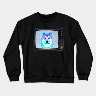 Vaporwave Shiba Inu in Television Crewneck Sweatshirt